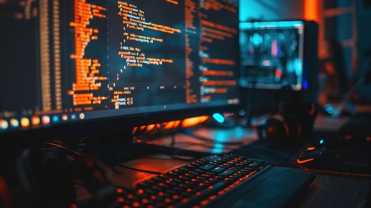 computer of a programmer with lines code of software photo and picture for free download pngtree